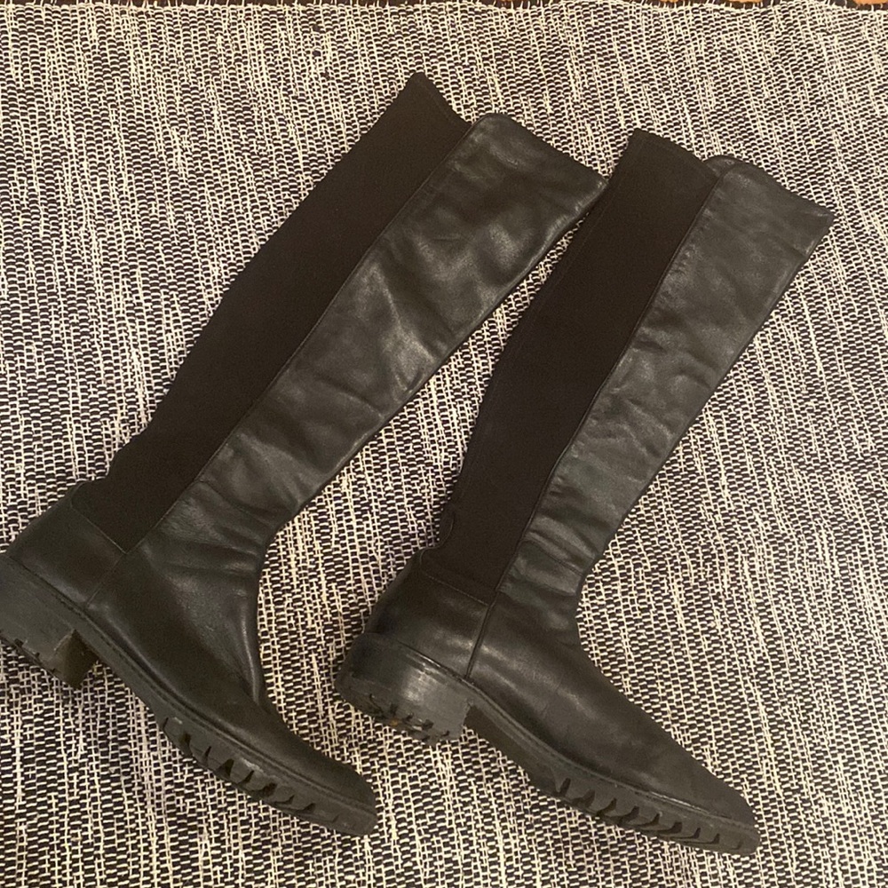 Stuart Weitzman knee high leather/stretch boots